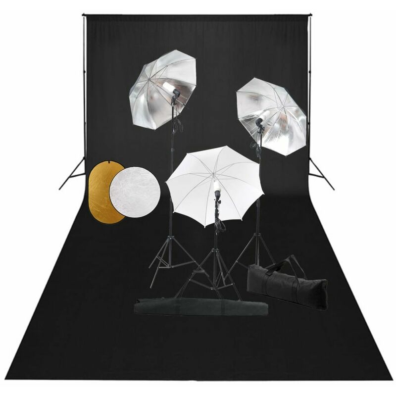 

Kit estudio fotografico lamparas, sombrillas, fondo y reflector