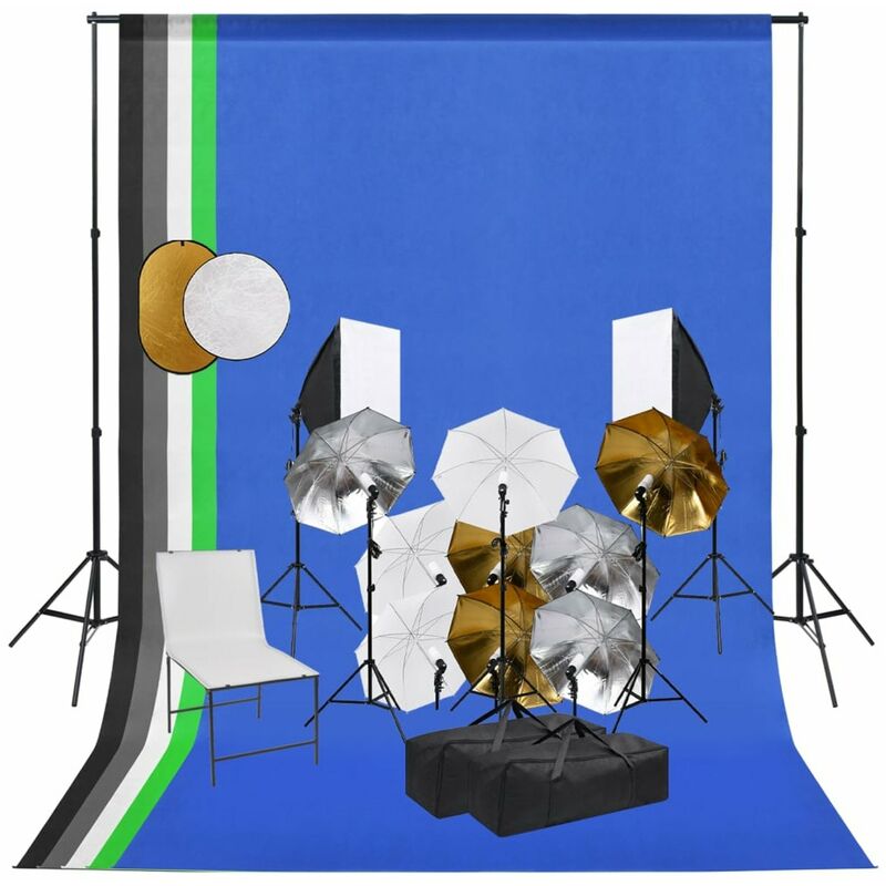 

Kit estudio fotografico lamparas, sombrillas, fondo y reflector