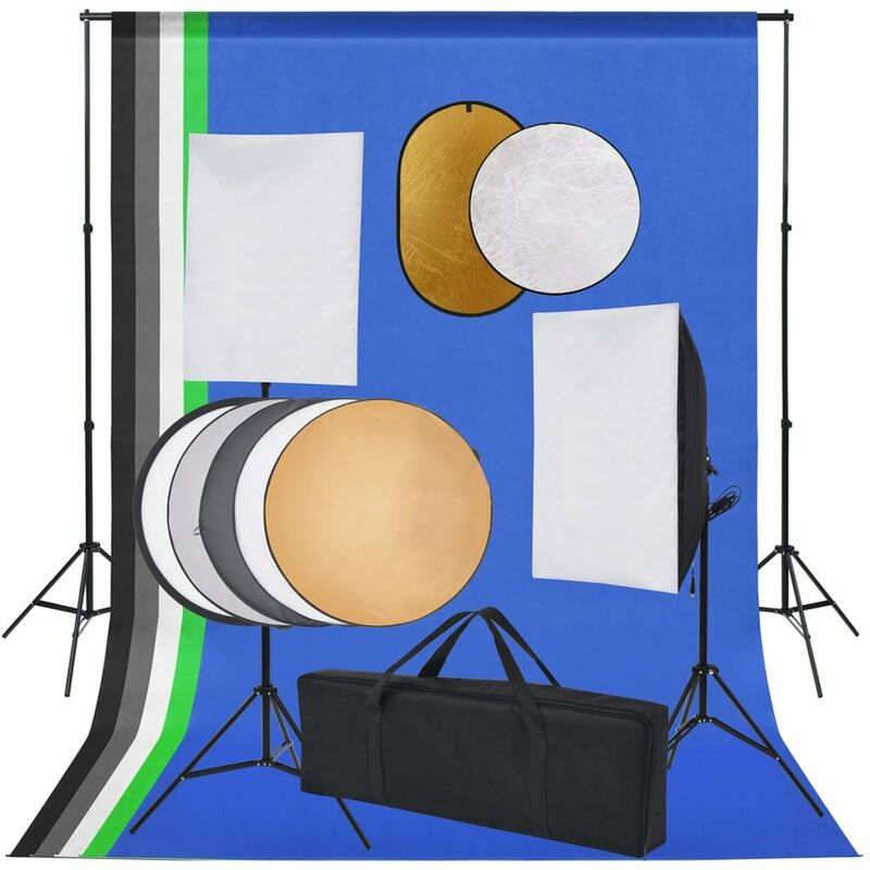 

Kit estudio fotografico softbox, sombrillas, fondo y reflector