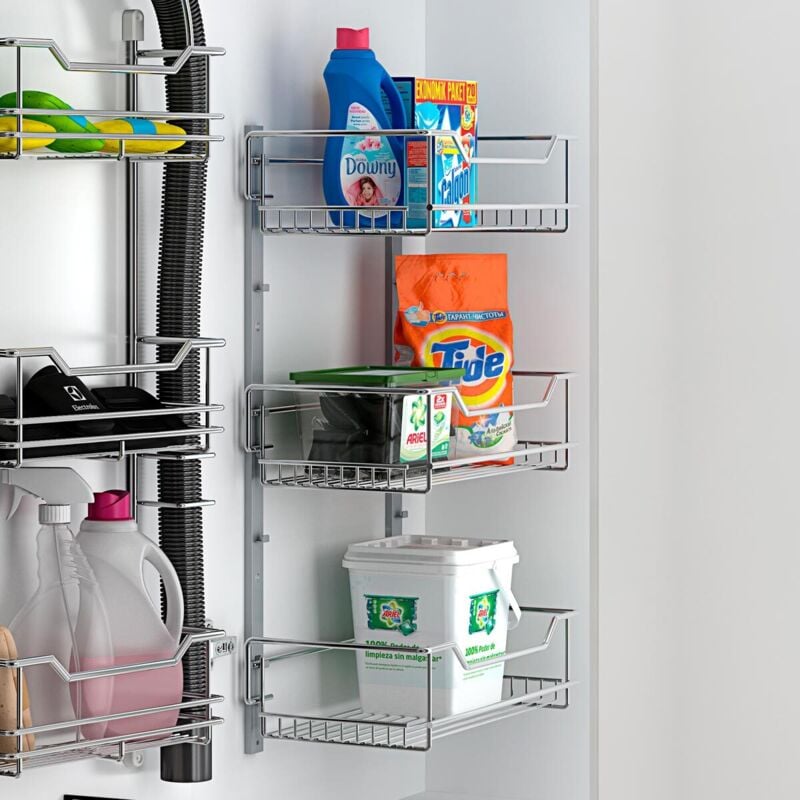 1 Etagère à balais de sol 38777014 - Ligne basic - Corbeilles en fil pour placard à balais