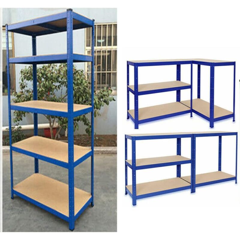Kit étagère d'angle Garage, étagère de Rangement pour Garage, Atelier, Garde-Manger, Charge jusqu'à 875 kg 200x100cmx50cm, Bleu