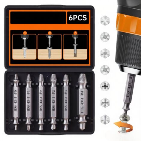 Kit extractor de tornillos dañados, herramienta para tornillos, tuercas y pernos desgastados, broca incluida, para adultos y hombres.