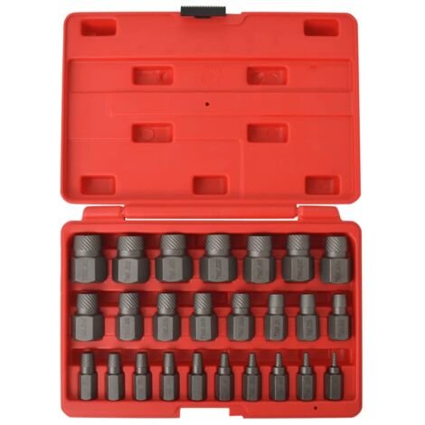 Kit extractor de tornillos multicanal de acero 25 piezas 020003973