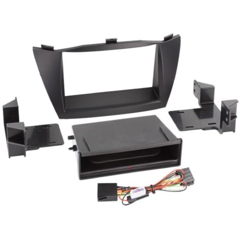 Kit Facade 2DIN compatible avec Hyundai ix35 10-13 Avec vide poche Induction Qi Noir mat