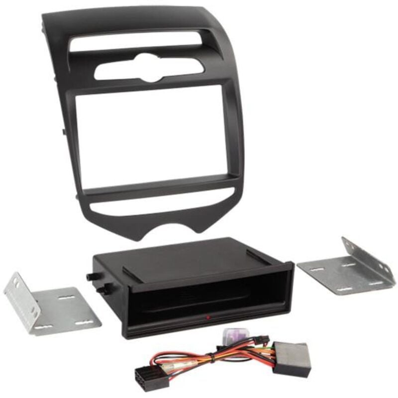 Kit Facade 2DIN compatible avec Hyundai ix20 ap10 Vide poche Induction Qi Noir mat Clim