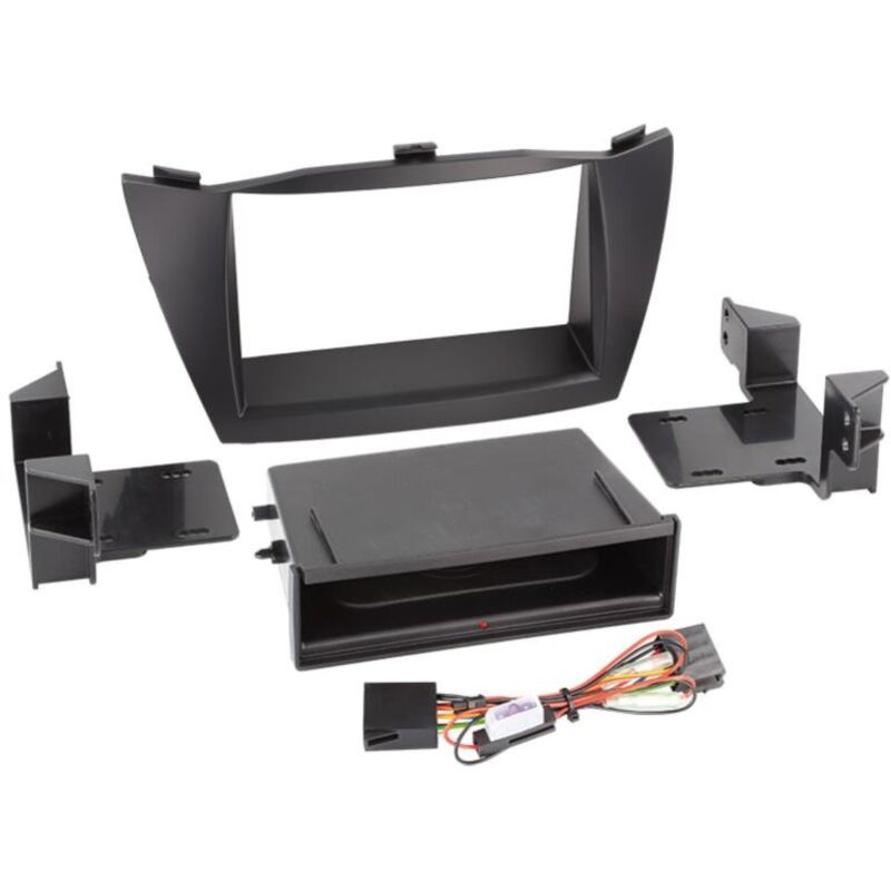 Kit Facade 2DIN compatible avec Hyundai ix35 10-13 Avec vide poche Induction Qi Noir mat