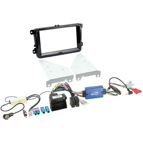 Kit facade Adaptateur CAV antenne compatible avec VW Seat Skoda Noir brillant