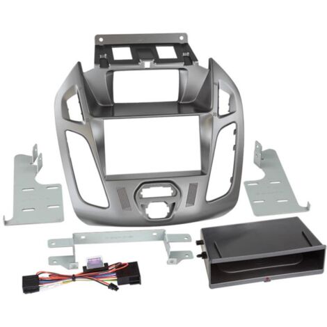 Kit Facade autoradio 2DIN compatible avec Ford Transit Connect ap13 Avec afficheur - Vide poche Induction Qi Argent