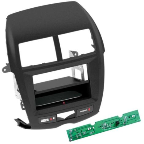 Kit Facade autoradio 2DIN compatible avec Mitsubishi ASX 10-14 Avec vide poche Induction Qi Noir