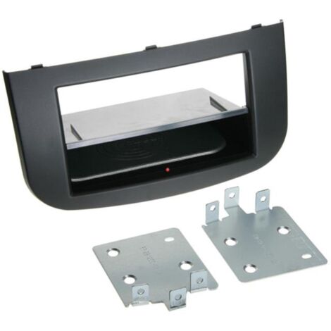 Kit Facade autoradio 2DIN compatible avec Mitsubishi Colt 08-12 Avec vide poche Induction Qi Noir