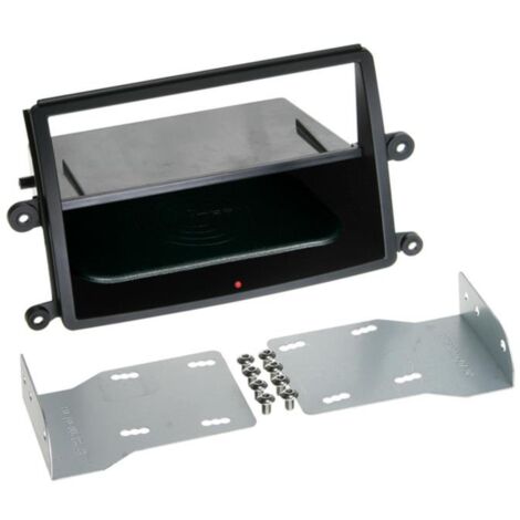Kit Facade autoradio 2DIN compatible avec Mitsubishi L200 ap06 Avec vide poche Induction Qi Noir