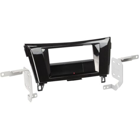 Kit Facade autoradio 2DIN compatible avec Nissan Qashqai X-Trail ap14 Avec vide poche Induction Qi Noir brillant