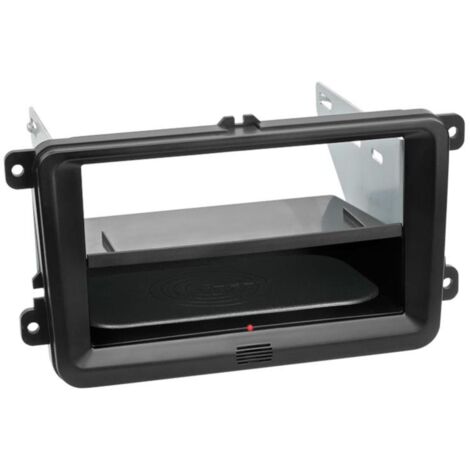 Kit Facade autoradio 2DIN compatible avec Seat Skoda VW ap03 Avec vide poche Induction Qi Noir