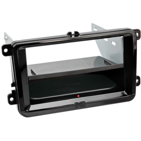 Kit Facade autoradio 2DIN compatible avec Seat Skoda VW ap03 Avec vide poche Induction Qi Noir brillant