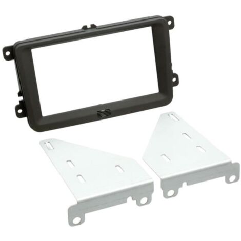 Kit Facade autoradio 2DIN compatible avec Seat Skoda VW ap03 Noir Rubber touch
