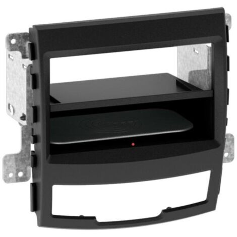 Kit Facade autoradio 2DIN compatible avec Ssangyong Korando 10-13 Avec vide poche Induction Qi Noir