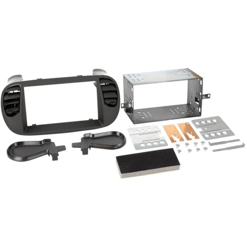 Kit Facade autoradio 2DIN compatible avec Fiat 500-500 c ap07 Noir