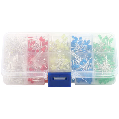 Kit fai da te di 500 diodi LED da 3 mm (bianco, giallo, rosso, blu, verde)