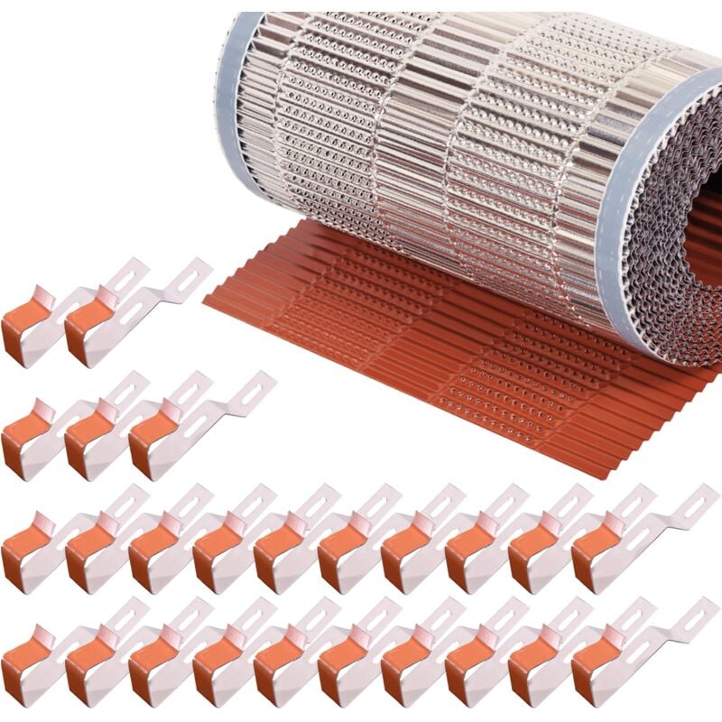 Kit Faitière – 1 Closoir Rouge 400 mm x 10 ML Rouge + 25 Clips Rouge pour Faitière ou Arêtier