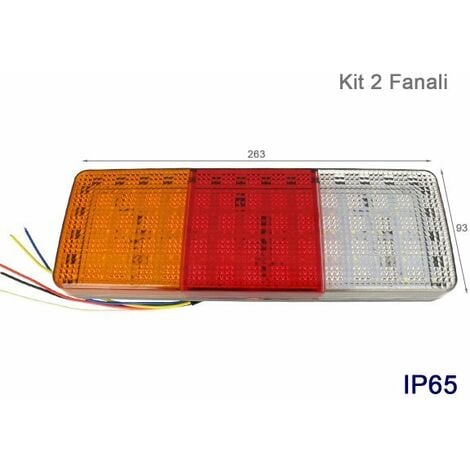 KIT FANALI POSTERIORE MAGNETICO A LED TRATTORE RIMORCHI CARRELLI 12 V 28849