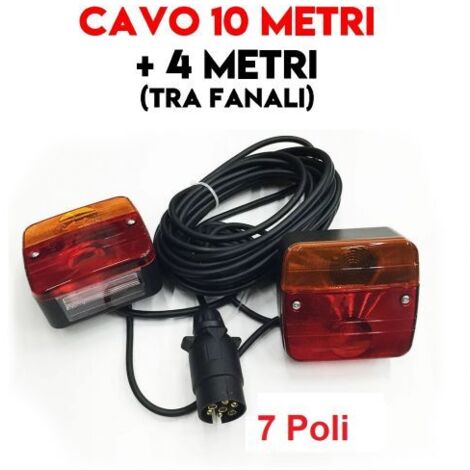 KIT FANALI POSTERIORE PER RIMORCHIO CARRELLI ROULOTTE TRATTORE 10 + 4 MT 23965