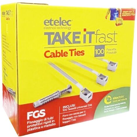 Kit Fascette stringitubo Etelec e con 100 Tasselli TX6 KT1074