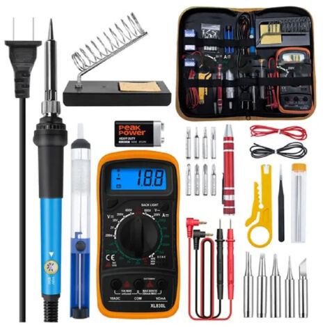 Kit fer à souder 60W température réglable 200-450°C, 220V EU avec multimètre et accessoires