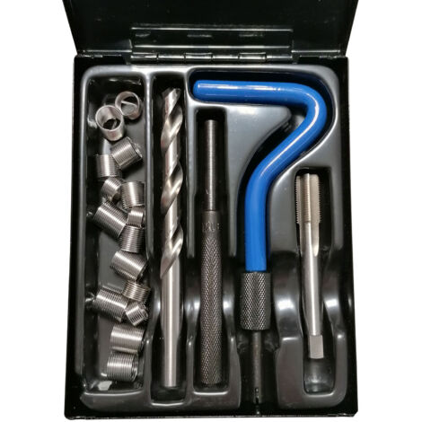 Oc-Pro – Kit de filets rapportés M10 x 150 type HeliCoil – Acier inoxydable – 15 filets assortis pour réparation de filetages abîmés