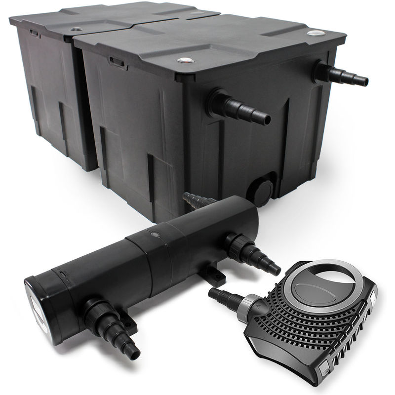 

Wiltec - Kit filtración de estanque Bio Filtro 60000l clarificador UVC 24 W 80 W bomba de bajo consumo tipo