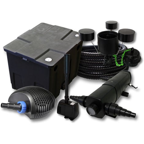 Kit Filtración de estanques 12000L 24W Clarificador CTF 40W bomba 25m tubo skimmer csp250 fuente