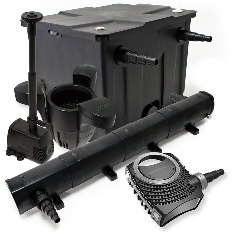 

Wiltec - Kit filtración estanque 12000L clarificador UVC 72 W 80 W bomba de bajo consumo tipo fuente ecumeur
