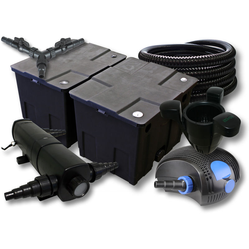 

Wiltec - Kit Filtrado estanque 60000l 18W Clarificador 100W bajo consumo tipo bomba 25m tubo skimmer SK40