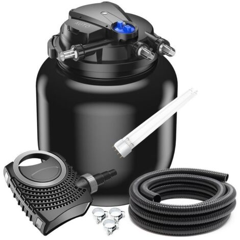Kit Filtration Bassins De jardin, + 1 ampoule UV de rechange Sous Pression, UV 55W, Jusqu'à 100000 Litres