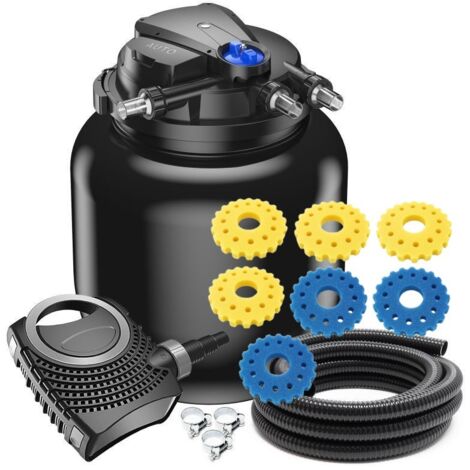 Kit Filtration Bassins De jardin, Sous Pression + Mousses supplémentaires, UV 55W, Jusqu'à 100000 Litres