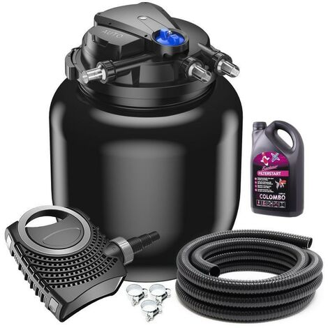 Kit Filtration Bassins De jardin, Sous Pression, UV 55W, + Bactéries 2500 ml Jusqu'à 100000 Litres