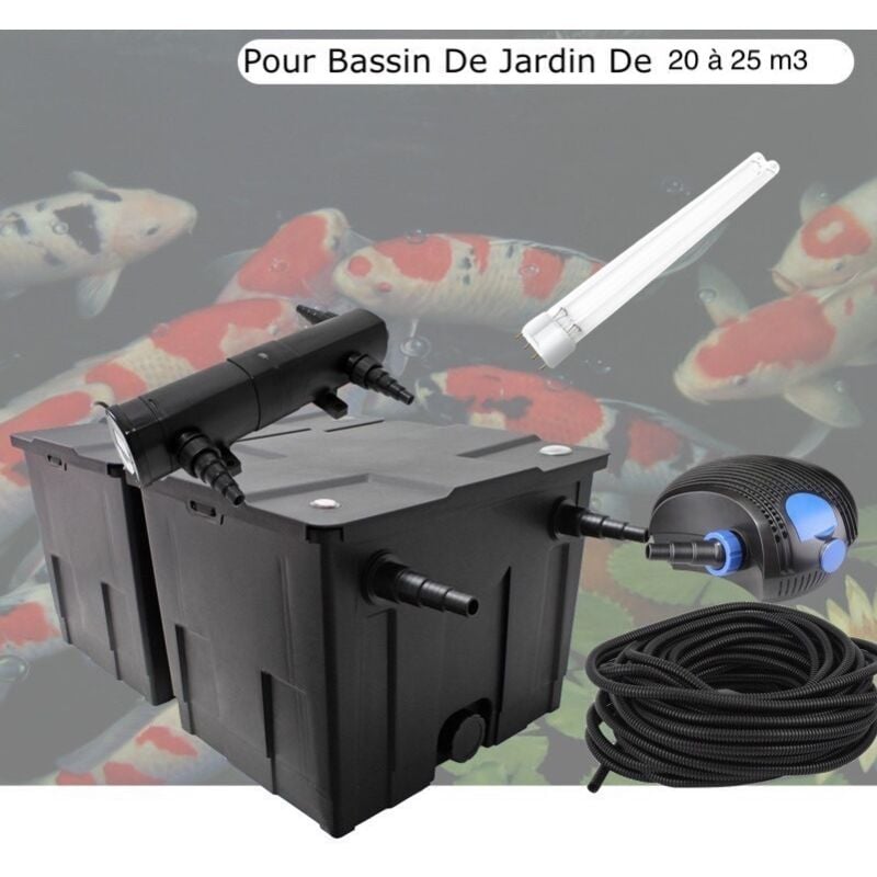Le Poisson Qui Jardine - Kit Filtration Complet uv 24W + ampoule Supplémentaire Pour Bassin De Jardin De 30m3 sans poissons