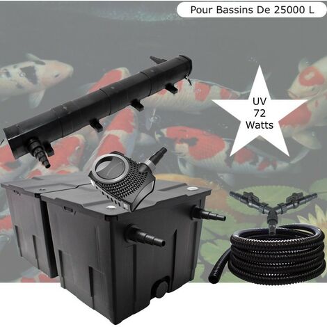 Kit Filtration Complet, UV 72W, Pour Bassins De Jardin De 25000 L