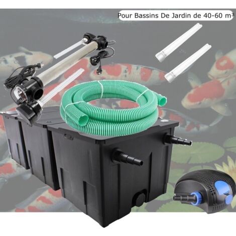 Kit Filtration UV 110 W, + 2 ampoules UV de rechange Acier Inoxydable, Bassin de Jardin: 40-60 m³