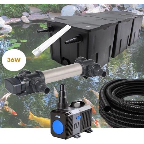 Kit Filtration UV 36W, Acier Inoxydable,+ 1 ampoule supplémentaire Bassin de Jardin: 40-60 m³