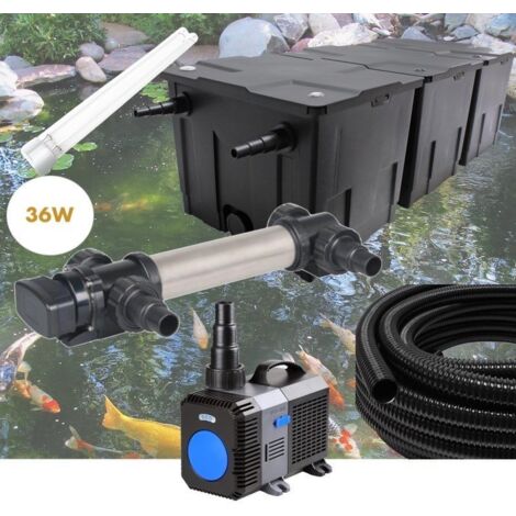 Kit Filtration UV 36W, Acier Inoxydable, + 1 ampoule UV de rechange Bassin de Jardin: 40-60 m³