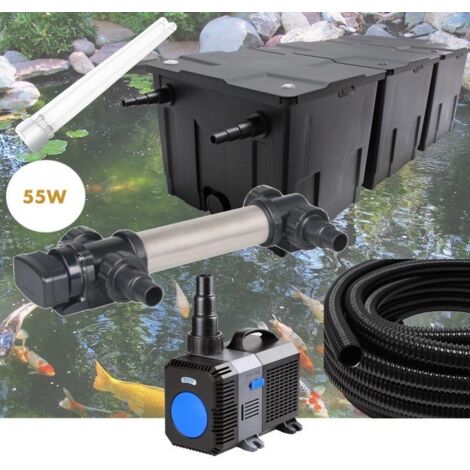 Kit Filtration UV 55 W, Acier Inoxydable, + 1 ampoule UV de rechange Bassin de Jardin: 40-60 m³