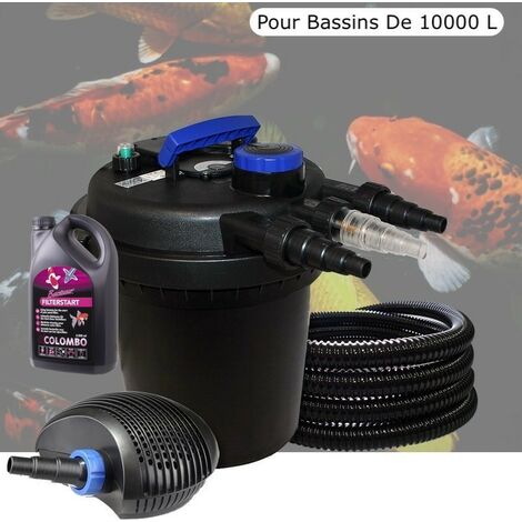 Kit Filtre Pression, 11W,Bassins De 10000 L + Bactéries, Pompe 6000 L/h