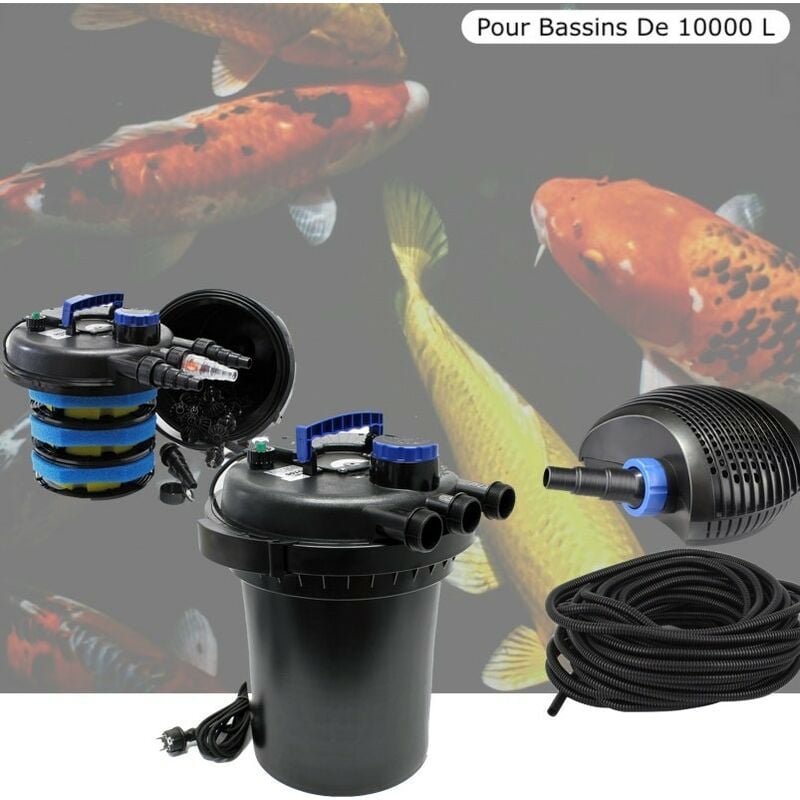 Kit Filtre Pression, 11W, Complet Pour Bassins De 10000 litres