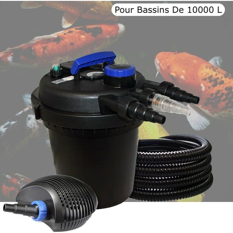 Le Poisson Qui Jardine - Kit Filtre Pression, 11W, Complet Pour Bassins De 10000 l, Pompe 6000 L/h