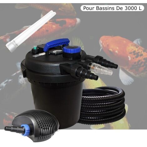 Kit Filtre Pression, UV 11W, Complet + 1 ampoule UV de rechange Pour Bassins De Jardin De 3000 litres