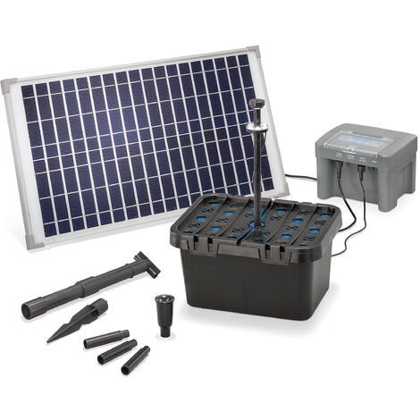 Kit filtre de bassin solaire Module solaire Premium 2500 l/h 50 W Kit complet jusquà 6000l bassin de jardin 101080 