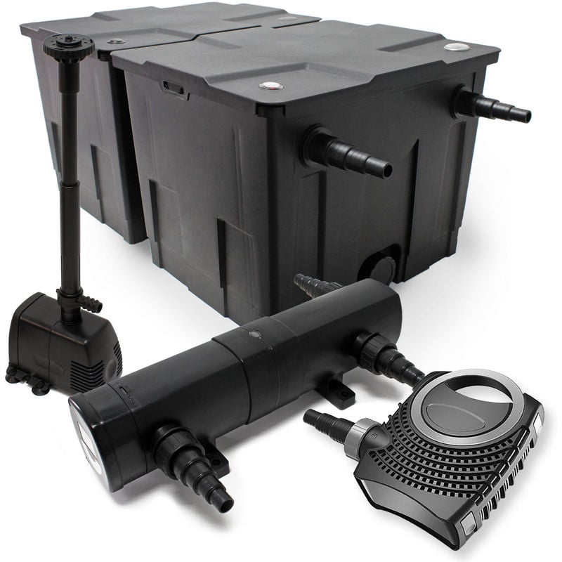 

Wiltec - Kit filtro estanque Filtro Biológico 60000l clarificador UVC 18W 80W bomba ecológica de fuente