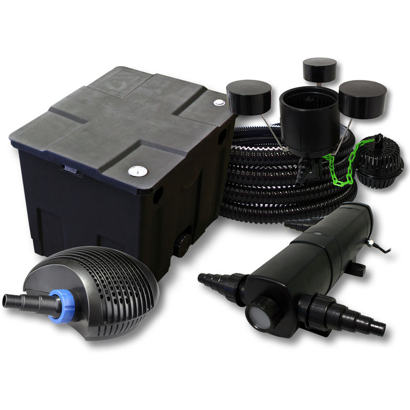 

Wiltec - Kit Filtro estanques 12000L 24 W Clarificador CTF Bomba con 20W 25 m tubo skimmer CSP-250