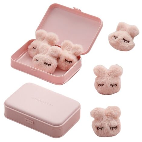 Kit fixation couette lapin rose 6 pièces + 16 clous souples + boîte rangement