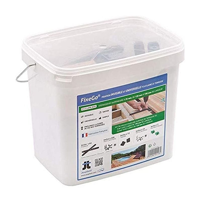 Jouplast - fixego : Fixation Invisible pour lames de terrasse de +25mm d'ép.